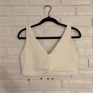 Aerie V-Neck Ribbed Sports Bra in White